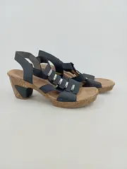 Vorschaubild 1 von Damen Sandalen Sandaletten Schwarz Gr. 40 Blockabsatz 9 cm Sommer Schuhe