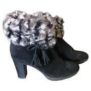 Vorschaubild 1 von Damen Stiefelette Gr. UK 6.5 / EU 40 Schwarz Elegant Fellbesatz