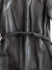 Vorschaubild 5 von Damen Blusenkleid Kunstleder Hemdkleid Gürtel Oliv Gr. S Modern