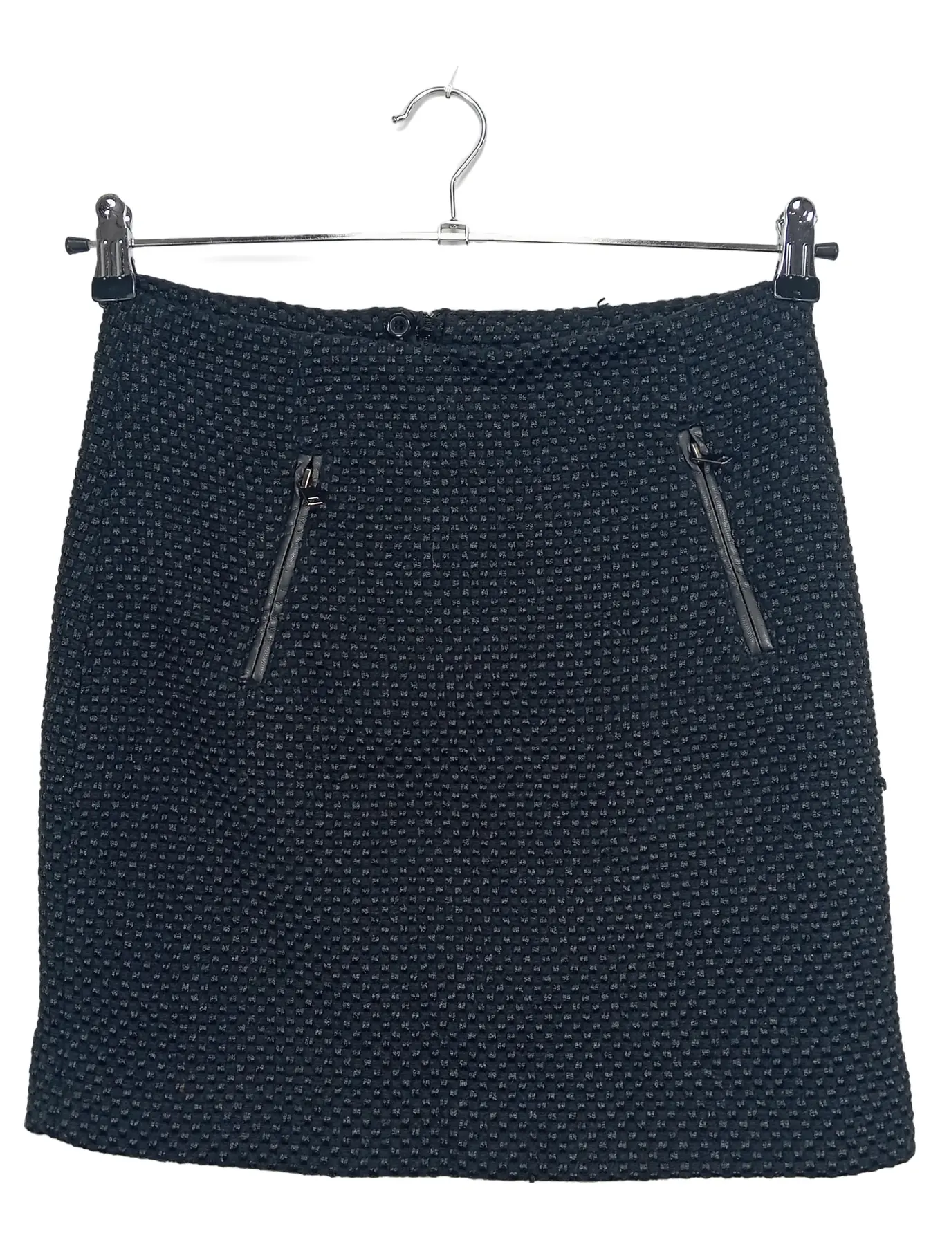 ESPRIT Damen Faltenrock Gr. 34 Schwarz Casual Strukturmuster