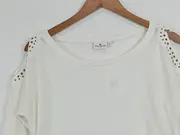 Vorschaubild 3 von Damen T-Shirt Gr. 40/L Weiß Modern Nieten Schultern