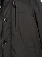 Vorschaubild 6 von Herren Parka Schwarz Gr. S mit Kapuze & Kunstpelzbesatz