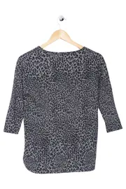 Vorschaubild 2 von Damen Bluse Leopardenmuster Grau 3/4-Arm V-Ausschnitt Gr. XS/34