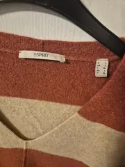 Vorschaubild 3 von Damen Pullover V-Ausschnitt Gestreift Gr. L Rot Beige Schwarz