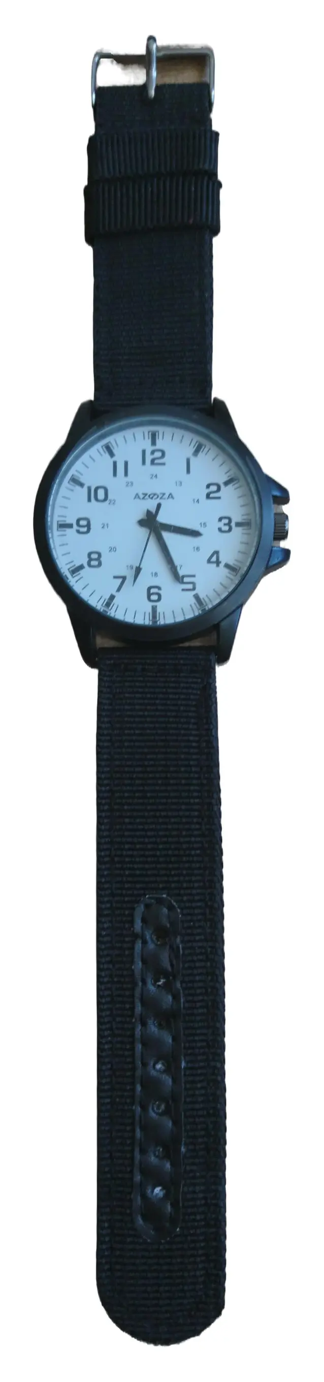 AZOZA Herren Armbanduhr Schwarz Stoff Logo 5cm Zifferblatt Casual