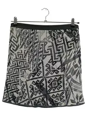 Vorschaubild 1 von Damen Rock Grau L 40 Grafisch Casual Midirock Polyester