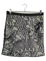 Vorschaubild 2 von Damen Rock Grau L 40 Grafisch Casual Midirock Polyester