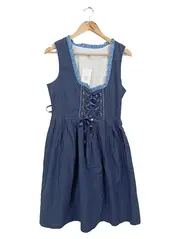 Vorschaubild 1 von WALDSCHÜTZ Dirndl Trachtenkleid A-Linie 42 XL Blau Punkte Rüschen Schleife