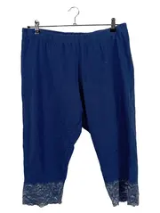 Vorschaubild 1 von Damen Leggings Caprihose Gr. 52 Blau mit Spitze Casual