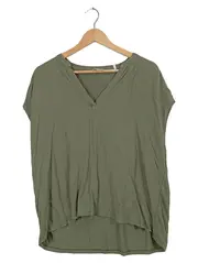 Vorschaubild 2 von Damen T-Shirt Bluse V-Ausschnitt Oliv Gr. L ärmellos Viskose