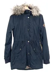 Vorschaubild 1 von Damen Parka Winterjacke Gr. 34, XS Navy Blau Kunstfell Kapuze