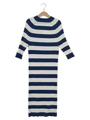 Vorschaubild 1 von Damen Strickkleid 36/S Maritim Gestreift Midi Mehrfarbig