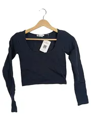 Vorschaubild 1 von Damen Langarmshirt Schwarz Gr. 40/L Rippstrick Casual