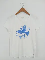 Vorschaubild 2 von Damen T-Shirt Gr. 40/L Weiß Vogelmotiv Casual