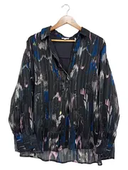 Vorschaubild 1 von Damen Hemdbluse Gr. 46 Langarm Abstraktes Muster Mehrfarbig