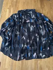 Vorschaubild 2 von Damen Hemdbluse Gr. 46 Langarm Abstraktes Muster Mehrfarbig