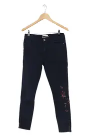 Vorschaubild 1 von Damen Stoffhose Blau Bestickt Blumenstickerei Casual Gr. W29/38/M