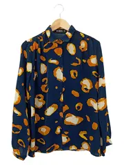 Vorschaubild 1 von Bluse Damen 38/M Blau Tierdruck Vintage Langarm