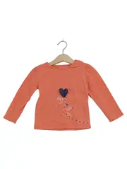 Vorschaubild 1 von Mädchen Langarmshirt Gr. 86 Orange Herz Applikation Love