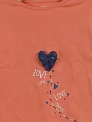 Vorschaubild 2 von Mädchen Langarmshirt Gr. 86 Orange Herz Applikation Love