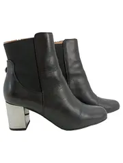 Vorschaubild 1 von Damen Stiefeletten Schwarz Gr. 38 Modern Leder Metallic Absatz