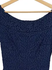 Vorschaubild 3 von Damen Festliches Kleid Spitze Kurzarm Blau Gr. 36/S Elegant