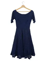 Vorschaubild 1 von Damen Festliches Kleid Spitze Kurzarm Blau Gr. 36/S Elegant
