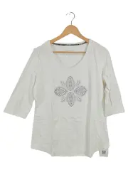 Vorschaubild 1 von Damen Langarmshirt Gr. 40/L Weiß Abstraktes Muster Casual