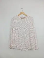 Vorschaubild 2 von Bluse Langarm Punkte Weiß Gr. 42/XL Viskose Casual Damen