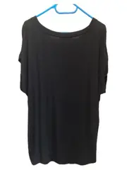 Vorschaubild 2 von Damen T-Shirt Gr. 44/XXL Schwarz V-Ausschnitt Viskose Basic