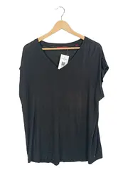 Vorschaubild 1 von Damen T-Shirt Gr. 44/XXL Schwarz V-Ausschnitt Viskose Basic
