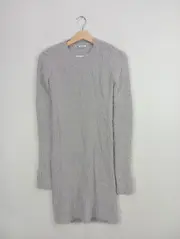 Vorschaubild 2 von Damen Freizeitkleid Strickkleid Minikleid Grau Gr. S Strukturmuster