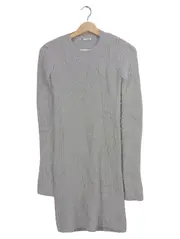Vorschaubild 1 von Damen Freizeitkleid Strickkleid Minikleid Grau Gr. S Strukturmuster
