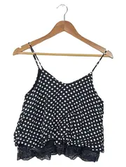 Vorschaubild 1 von Damen Top Gr. 34/XS Schwarz Punkte Spitze Träger Freizeit Party