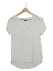 Vorschaubild 1 von Hemdbluse Damen Gr. 36/S Weiß Kurzarm Casual Viskose