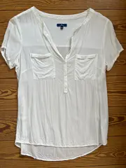 Vorschaubild 2 von Hemdbluse Damen Gr. 36/S Weiß Kurzarm Casual Viskose