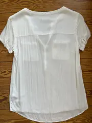 Vorschaubild 4 von Hemdbluse Damen Gr. 36/S Weiß Kurzarm Casual Viskose