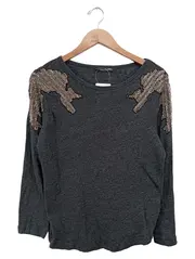 Vorschaubild 1 von Damen Langarmshirt Grau 36/S Pailletten Streetwear Elegant