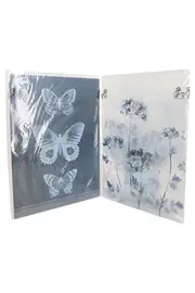 Vorschaubild 2 von Bild Set 3tlg. 30x40cm Blau Abstrakt Blumen Schmetterling Modern