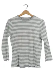 Vorschaubild 1 von Langarmshirt Kinder Gr. 146/152 Grau Weiß Gestreift Baumwolle