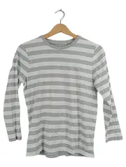 Vorschaubild 2 von Langarmshirt Kinder Gr. 146/152 Grau Weiß Gestreift Baumwolle