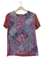 Vorschaubild 1 von Damen T-Shirt Kurzarm Blumenmuster Mehrfarbig Gr. 38/M Freizeit