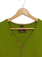 Vorschaubild 3 von Herren Pullover Henley Langarm Baumwolle Grün Gr. L