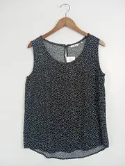 Vorschaubild 2 von Damen Bluse Shirt Punkte Gr. 42/XL Schwarz Casual