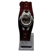 Vorschaubild 1 von Damenuhr Rot Leder Cuff Armband Herz Zifferblatt Valentinstag