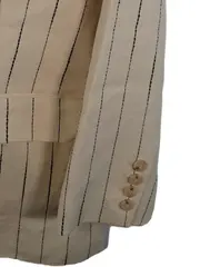 Vorschaubild 3 von Blazer Damen Klassisch Gestreift Beige Baumwolle Business Gr. M