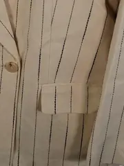 Vorschaubild 2 von Blazer Damen Klassisch Gestreift Beige Baumwolle Business Gr. M