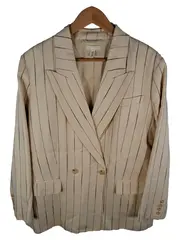 Vorschaubild 1 von Blazer Damen Klassisch Gestreift Beige Baumwolle Business Gr. M