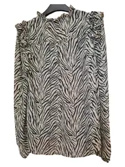 Vorschaubild 2 von Damen Bluse Zebramuster Gr. 34/XS Beige Grün Rüschen