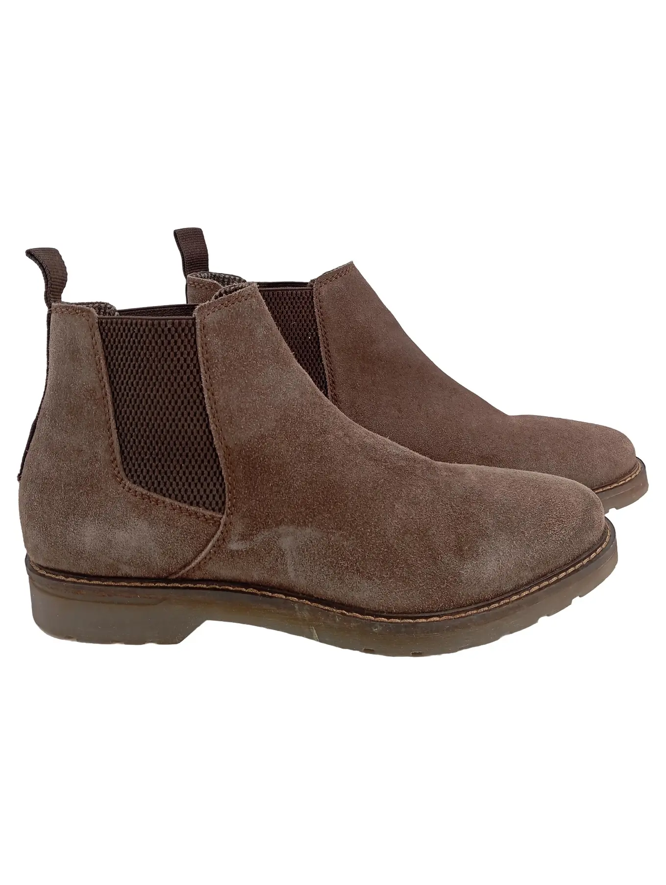 BUGATTI Herren Stiefelette Gr. 44 Braun Velour Leder Chelsea Boots Klassisch Casual